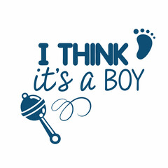 It's a Boy! Baby Shower Announcement with Rattle and Footprint