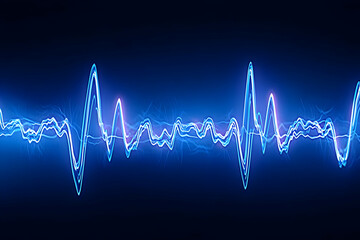Obraz premium Blue glowing waveform with spiky peak pattern