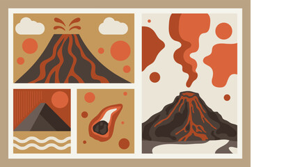 Volcanic Eruption Illustration: A dynamic illustration of volcanic eruptions, showcasing lava flows and the dramatic power of nature with a touch of graphic art.