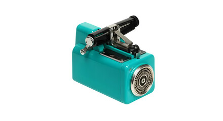 Vintage Style Retro Desktop Typewriter with Unique Colorful Design and Sleek Finish on Isolated White Background for Creative Use