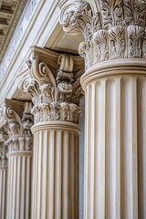 Classical columns with intricate capitals in detail.
