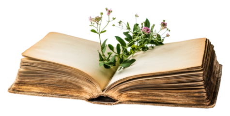 Nature-inspired book with flowers still life cut out