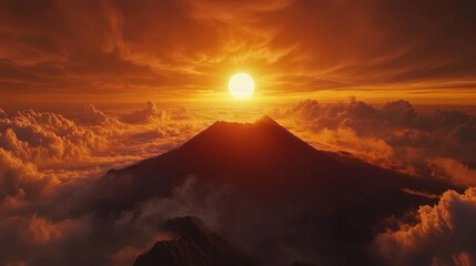 Obraz premium Majestic Sunset over a Volcanic Peak