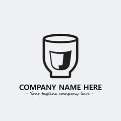 Cup illustration black and white for logo company vector image
