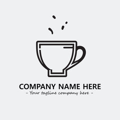 Cup illustration black and white for logo company vector image
