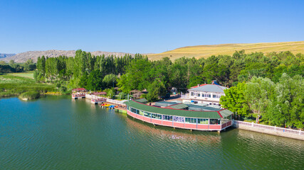 Aerial view of Halfeti pond Sivas, Turkey