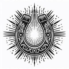 Ornate Horseshoe with Sunburst Design