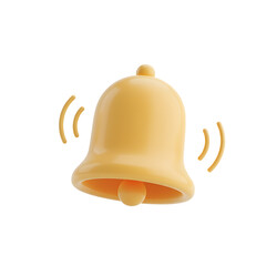 3D Notification Bell Icon – Alert Symbol on Transparent Background
