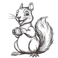 Cute Squirrel Holding Nut