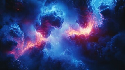 Cosmic Nebula: A Symphony of Blue and Red