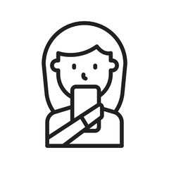 Woman Using Device icon vector image. Suitable for mobile apps, web apps and print media.