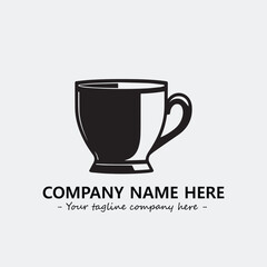 Cup illustration black and white for logo company vector image
