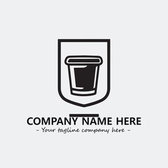 Cup illustration black and white for logo company vector image
