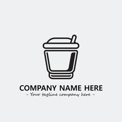 Cup illustration black and white for logo company vector image

