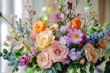 Watercolor Floral Bouquet – Hand-Painted Wildflowers, Roses & Lilacs Botanical Art