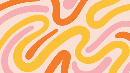 70s color background vector. Retro wall decoration, groovy, trippy, geometric shape. Vintage hippie wall art for interior, decorative, banner, cover, card.