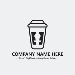 Cup illustration black and white for logo company vector image
