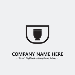 Cup illustration black and white for logo company vector image
