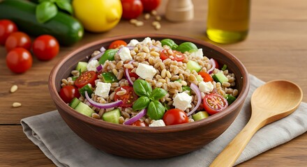 Healthy Farro Salad with Feta and Cherry Tomatoes