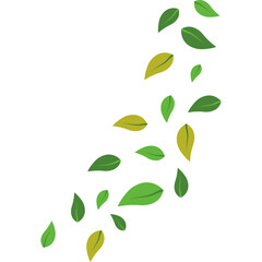 Naklejka premium Flying Green Leaves
