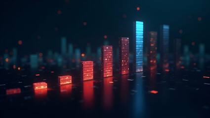 Animated 4K Table and Bar Graph of Stock Market Indices in Abstract Background