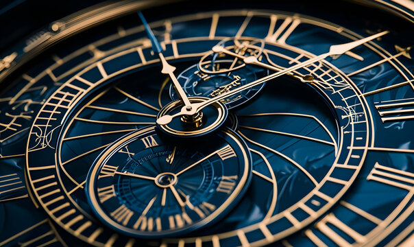 Intricate Close-Up of Vintage Clockwork with Elaborate Details