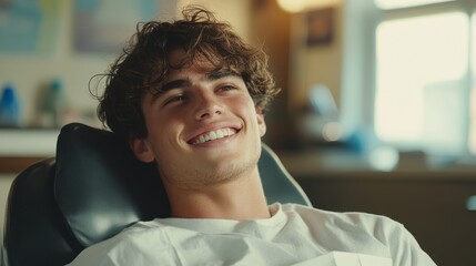 Young caucasian male smiling in relaxed indoor setting