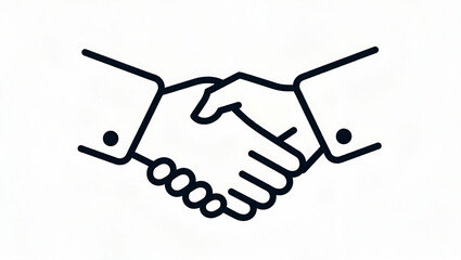 Line Art Icon of Handshake Symbolizing Business Agreements and Partnerships - Stock Photo Concept