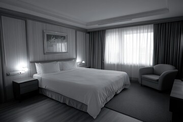 A modern hotel bedroom showcasing the details of interior design elements