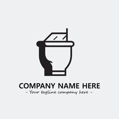 Cup illustration black and white for logo company vector image
