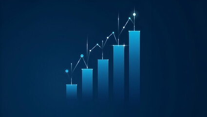 Stock Market Candlestick Graph: Bullish Trading Data Trend on Blue Background Vector Design