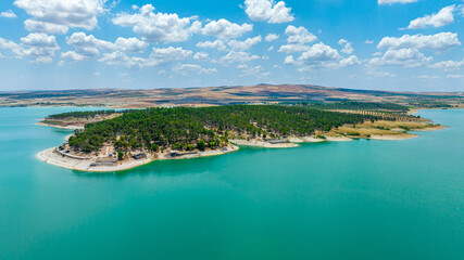Fototapeta premium Aerial view of Bozova Catak recreation area Sanliurfa Turkey