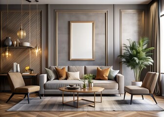 modern living room with fireplace.