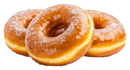 Delicious glazed donuts on display bakery food indoor cut out