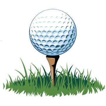 golf ball on tee in green grass clip art preview