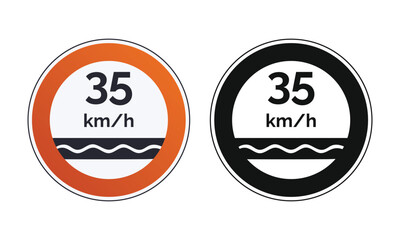 Obraz premium 35 km/h Speed Limit Road Sign – Maritime & Traffic Safety Indicator