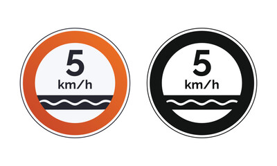 5 km/h Speed Limit Traffic Sign – Nautical Warning & Boat Speed Restriction