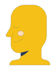 Peaceful minimalist human face in side profile 2D cartoon character. Harmony emotion, closed eyes. Calm expression abstract head flat vector person isolated on white. Spot illustration colorful