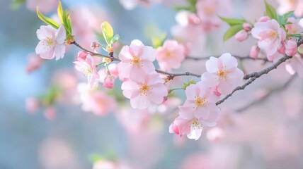 Delicate Pink Cherry Blossoms in Soft Light