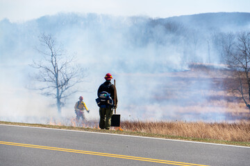 Prescribed Fire in Shenandoah National Park Near Skyline Drive – Controlled Burn in Mountain...