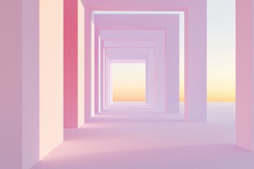 Fototapeta premium Polygonal abstract space, brutalist architecture with luminous white lines, immersive modern interior, concrete geometry and neon light