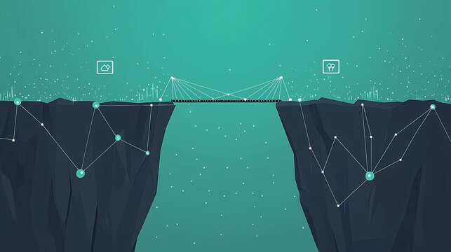 Creative Concept of Connecting Ideas with a Bridge Over a Gap