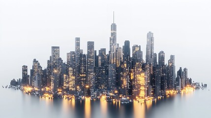 Obraz premium New York City's Skyline at Night with Illuminated Skyscrapers