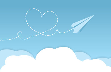Paper plane with heart path