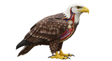 Anatomical Illustration of an Eagle Showing Detailed Internal Structure and Organs for Educational Purposes in Biology or Veterinary Studies