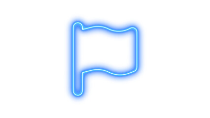 Neon flag icon blue color glow with transparent background