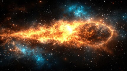 Dramatic Cosmic Explosion   Fiery Galactic Nebula Illuminating the Interstellar Landscape with Intense Cosmic Energy and Luminous Celestial Phenomena