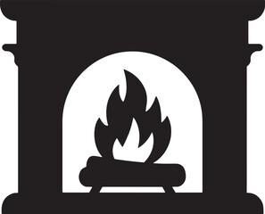 Fireplace Silhouette Vector Simple Design 