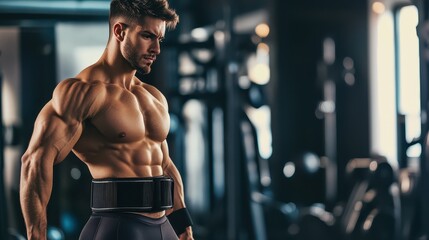 A dedicated bodybuilder stands confidently in a gym, displaying impressive musculature while preparing for the next set of exercises. This moment captures the essence of strength training