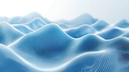 Abstract digital blue wave grid with vertical lines on a white background, symbolizing a modern tech concept.